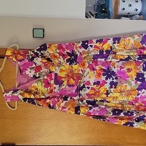 Floral Sleeveless Dress - Pink, Purple, Yellow